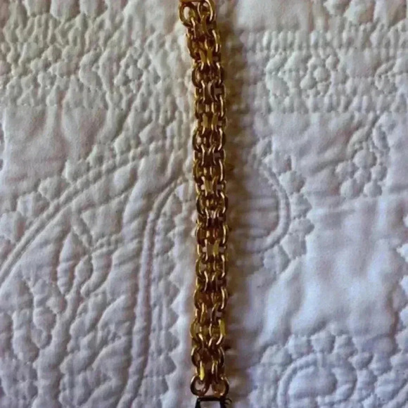 victorian chunky  renaissance revival golden hearts cab bracelet - Picture 2 of 5